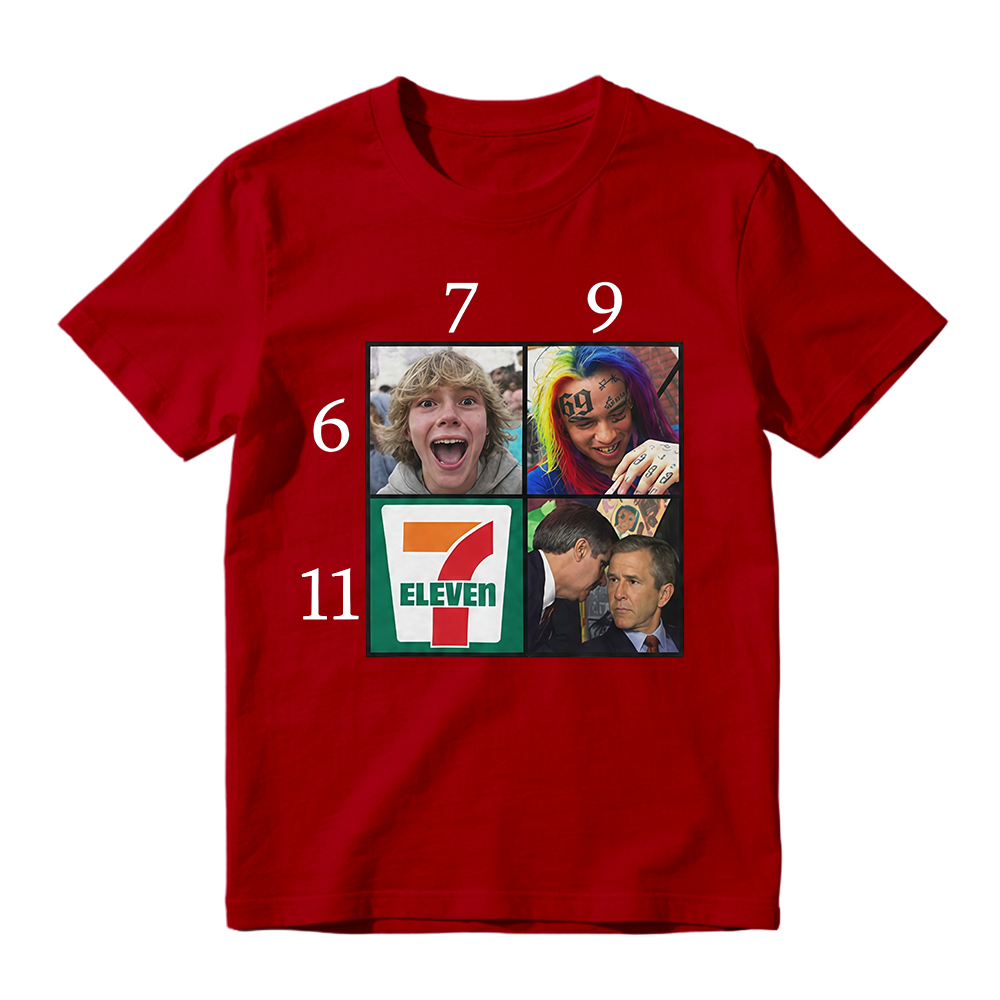 Funny 6 7 9 11 Meme Grid George Bush & 6ix9ine Graphic Tee