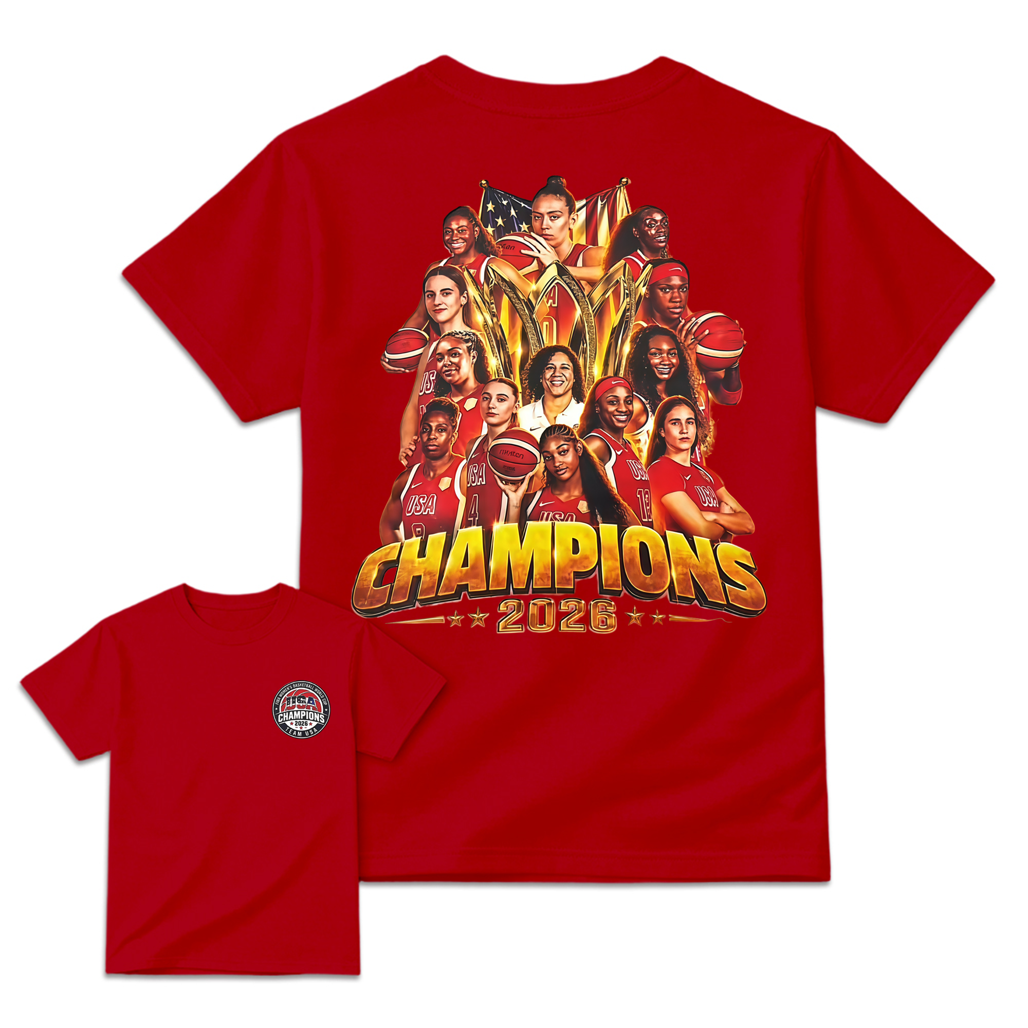 USA Women's Basketball 2026 World Champions T-Shirt - Team USA Graphic Fan Tee