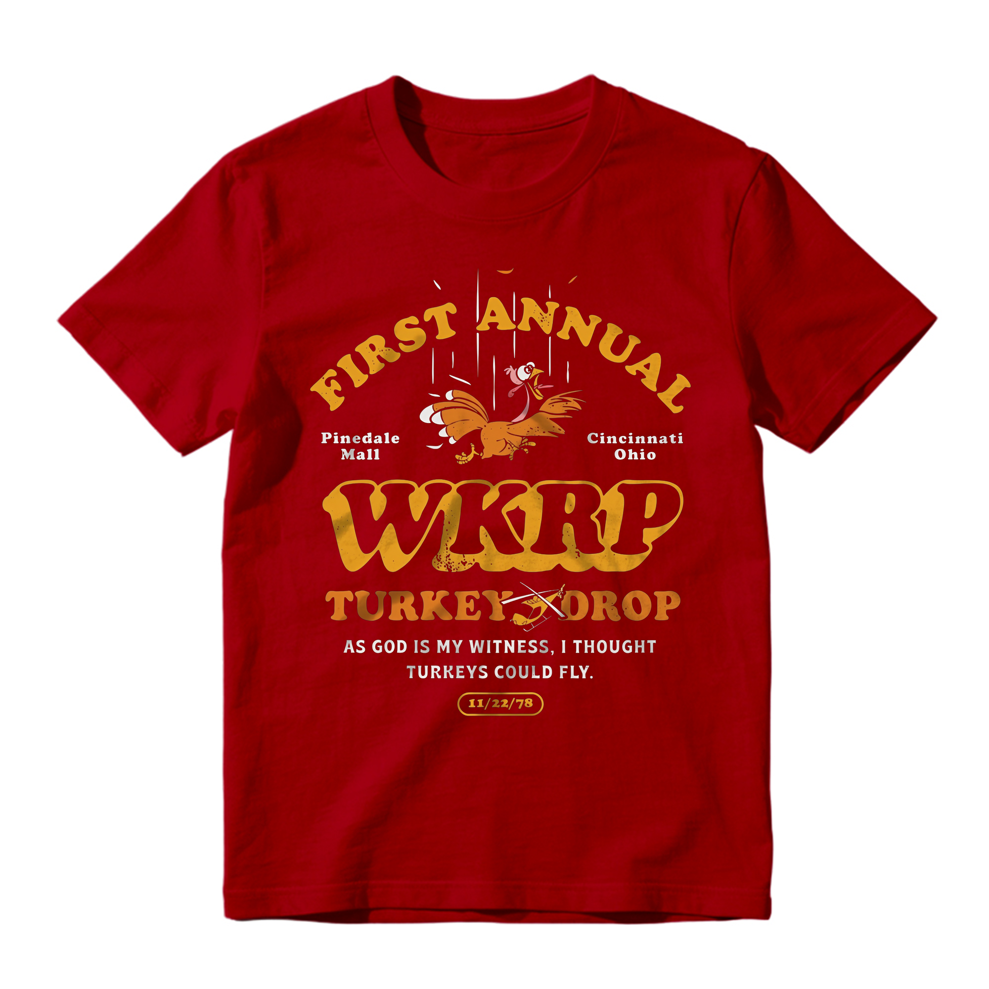 First Annual WKRP Turkey Drop T-Shirt Vintage Funny Thanksgiving Comedy Graphic Tee