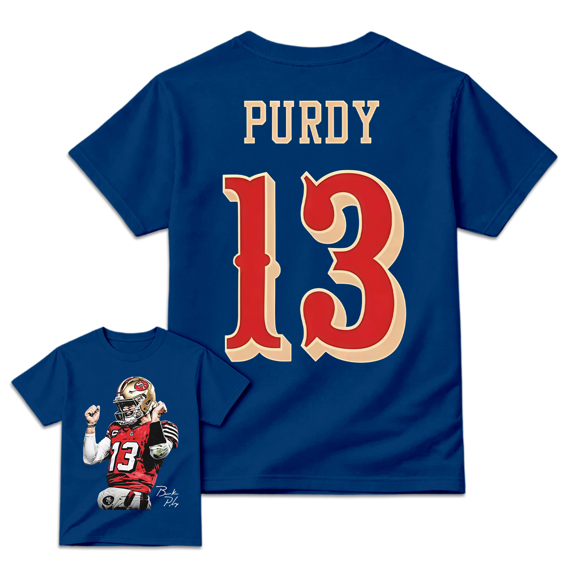 Men's Brock Purdy #13  Cotton T-Shirt Bay Area Football Fan Graphic Tee Vintage Heavyweight Short Sleeve Casual Game Day Streetwear