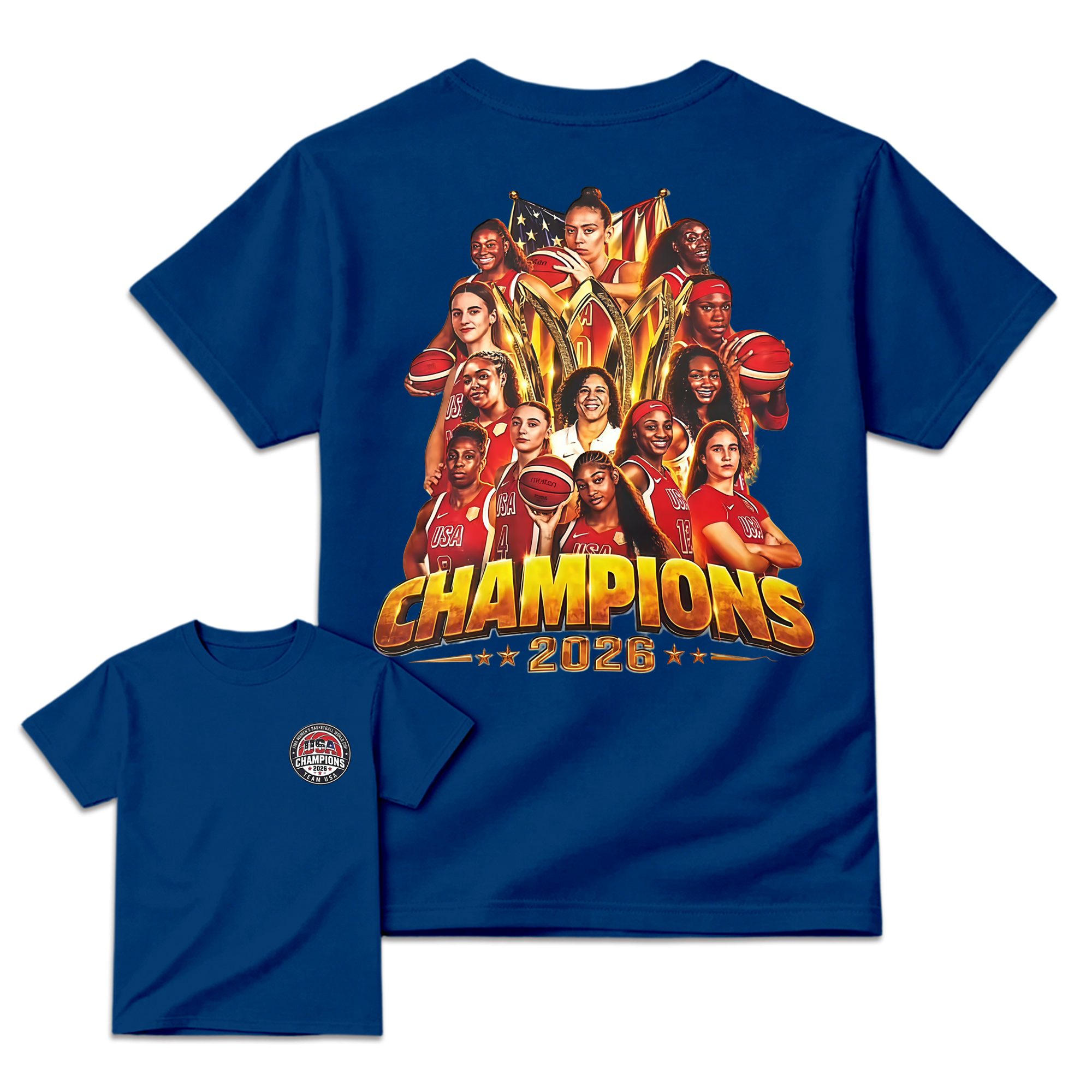 USA Women's Basketball 2026 World Champions T-Shirt - Team USA Graphic Fan Tee