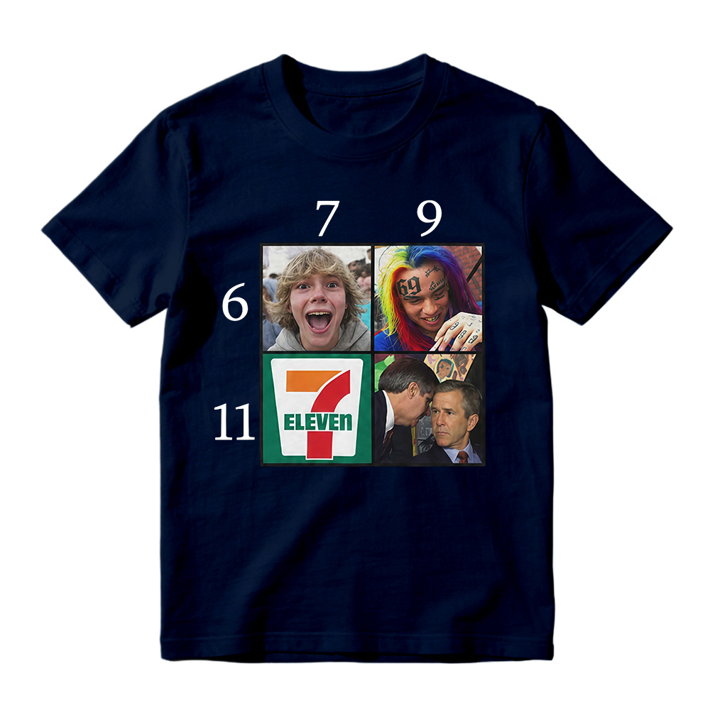 Funny 6 7 9 11 Meme Grid George Bush & 6ix9ine Graphic Tee