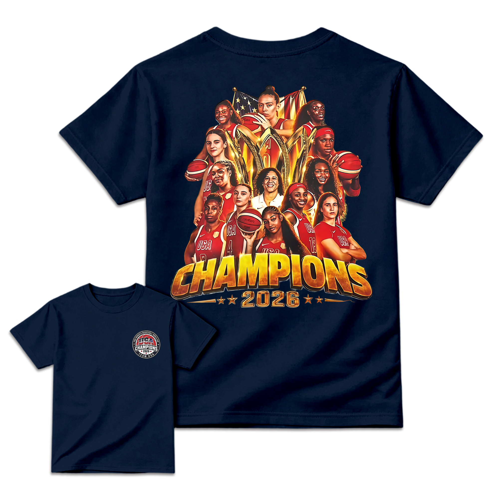 USA Women's Basketball 2026 World Champions T-Shirt - Team USA Graphic Fan Tee