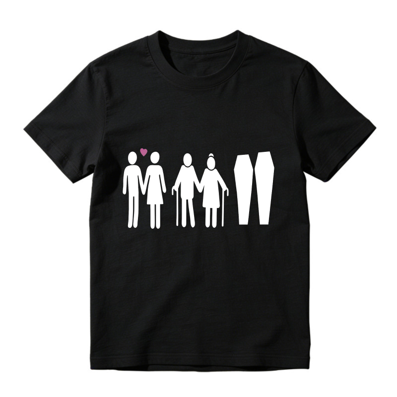 Couple Life Cycle From Young Love To Old Age And Coffins Unisex Classic T-shirt