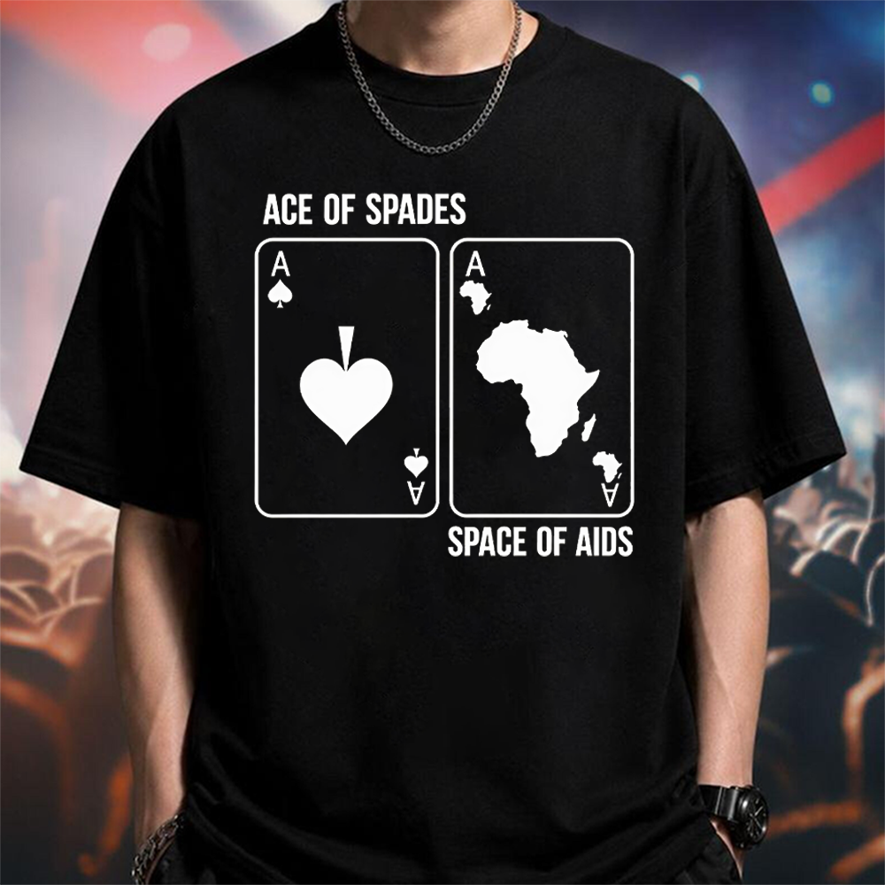 Ace of Spades Space of Aids Graphic T-Shirt - Black Humor Playing Card Parody Tee