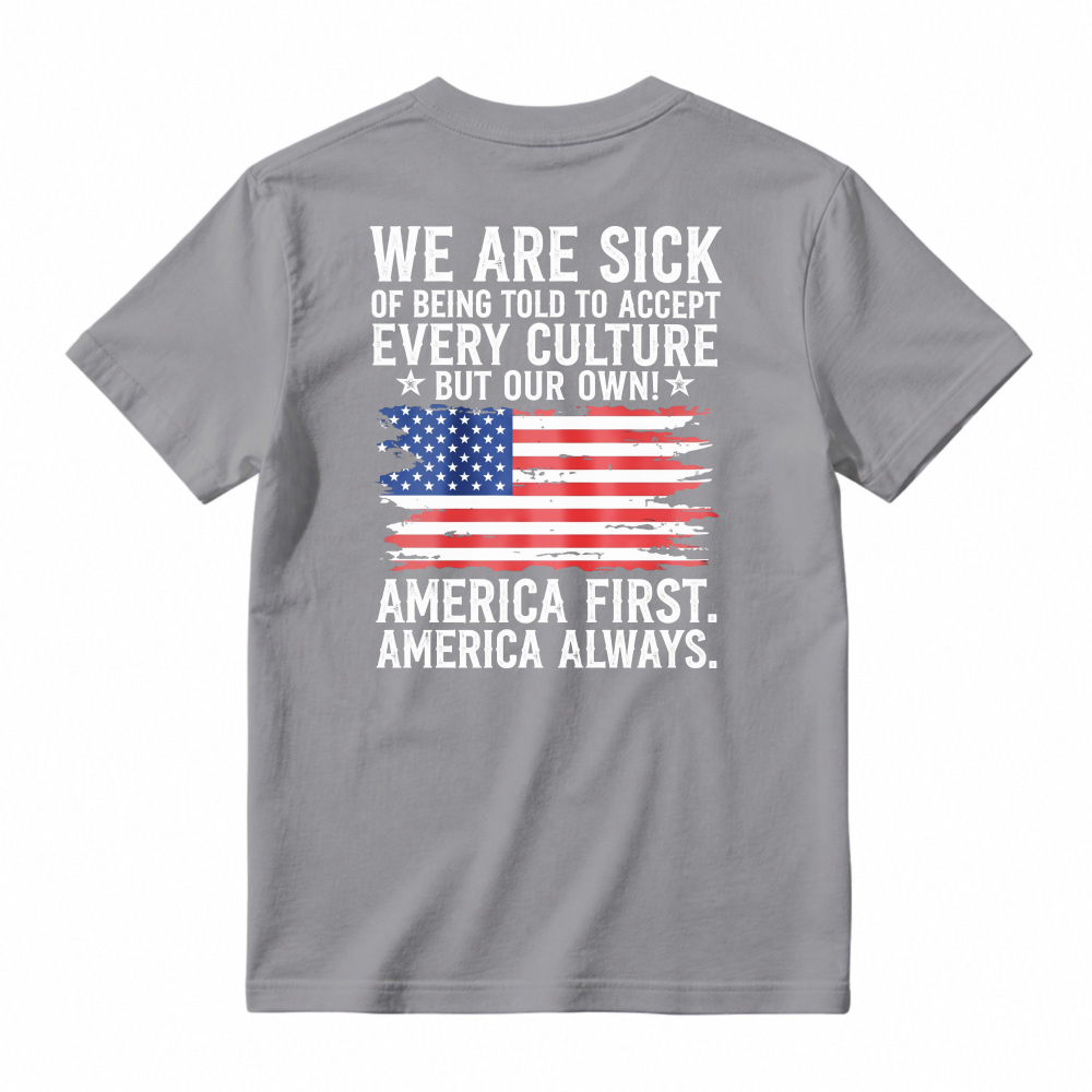 America First America Always Patriotic Flag Graphic T-shirt