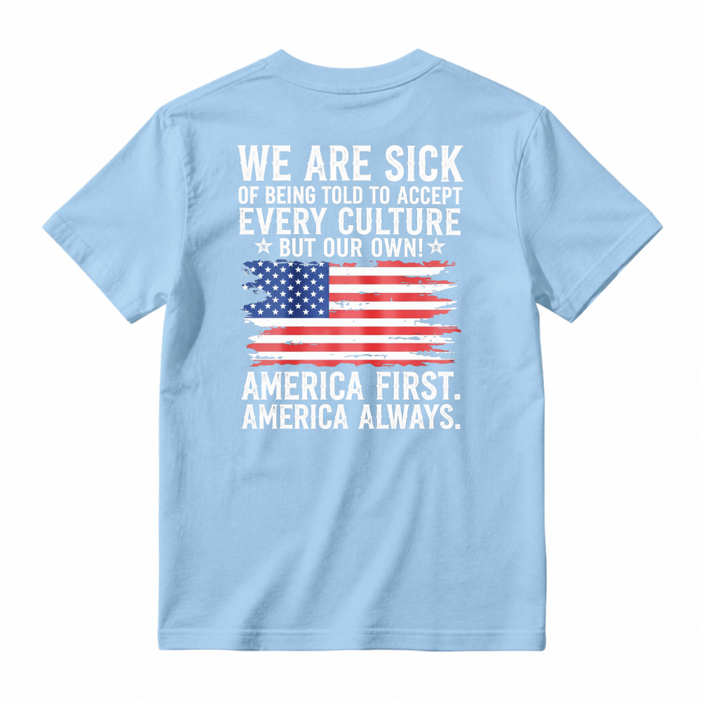 America First America Always Patriotic Flag Graphic T-shirt