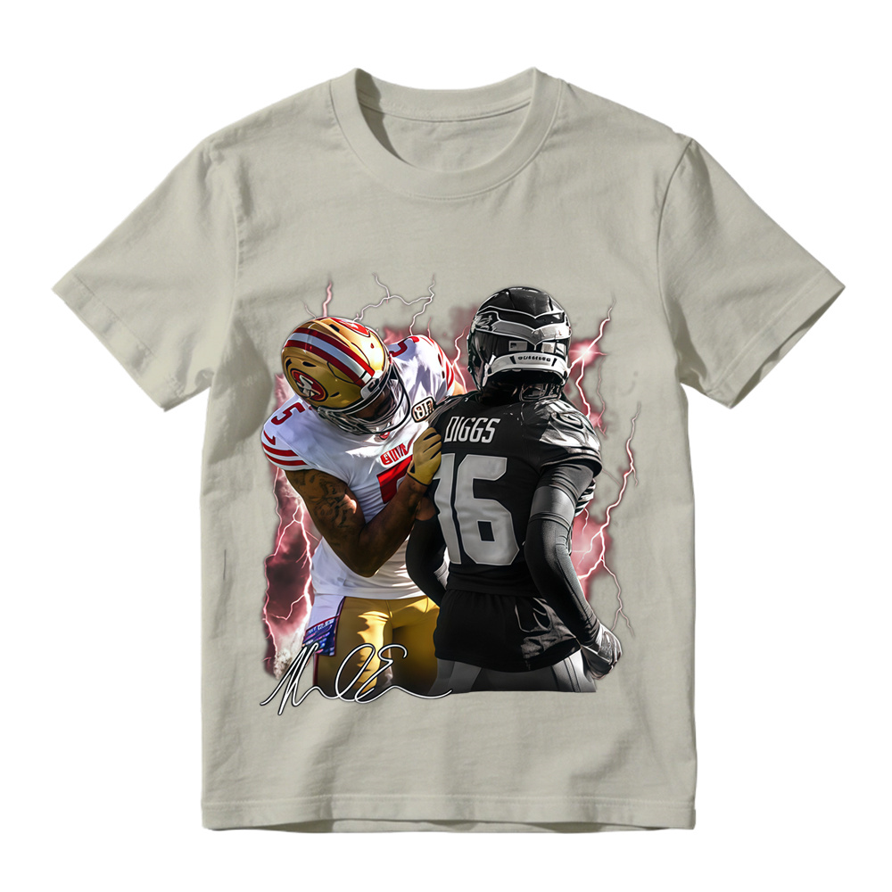 Football Player Autograph Lightning Graphic T-Shirt