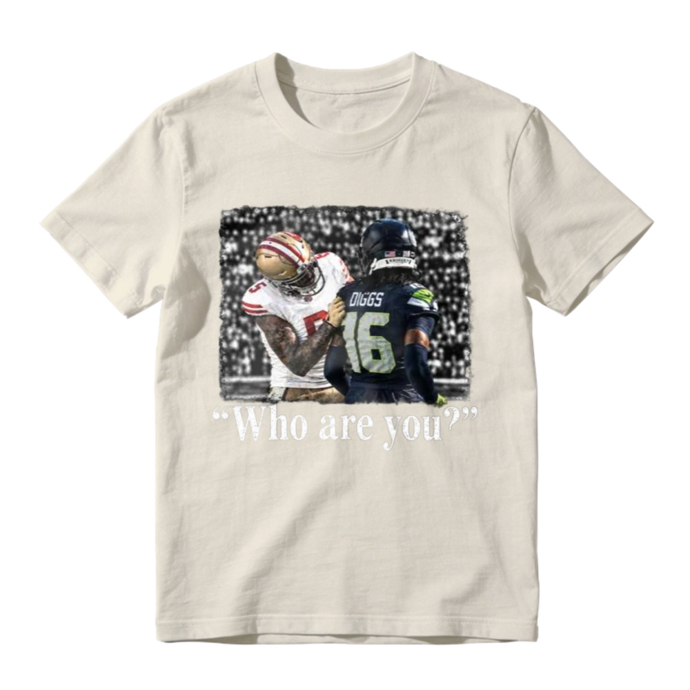 Retro Style Football Confrontation T-Shirt , "Who Are You" Slogan Tee - Vintage Sports Graphic Shirt , Unisex Streetwear Top