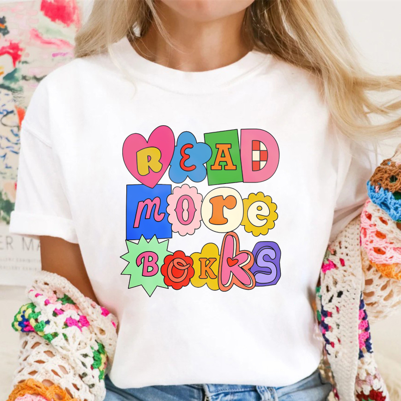 Read More Books Colorful Retro Typography, Unisex Classic T-shirt