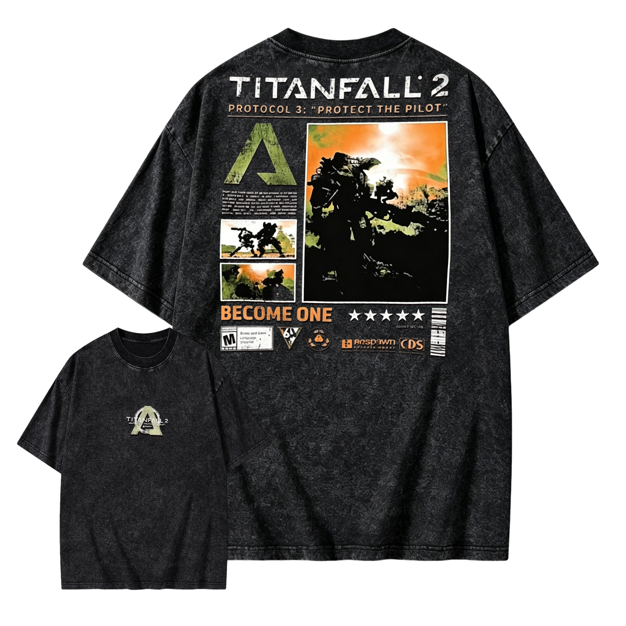 Titanfall 2 Vintage Washed Oversized Graphic T-Shirt