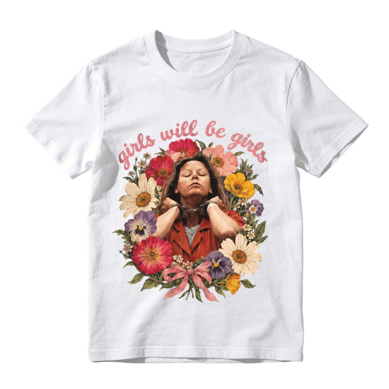 Girls Will Be Girls Floral Mugshot Graphic T-Shirt