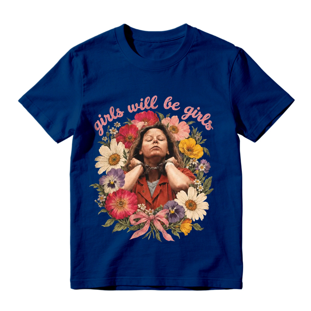 Girls Will Be Girls Floral Mugshot Graphic T-Shirt