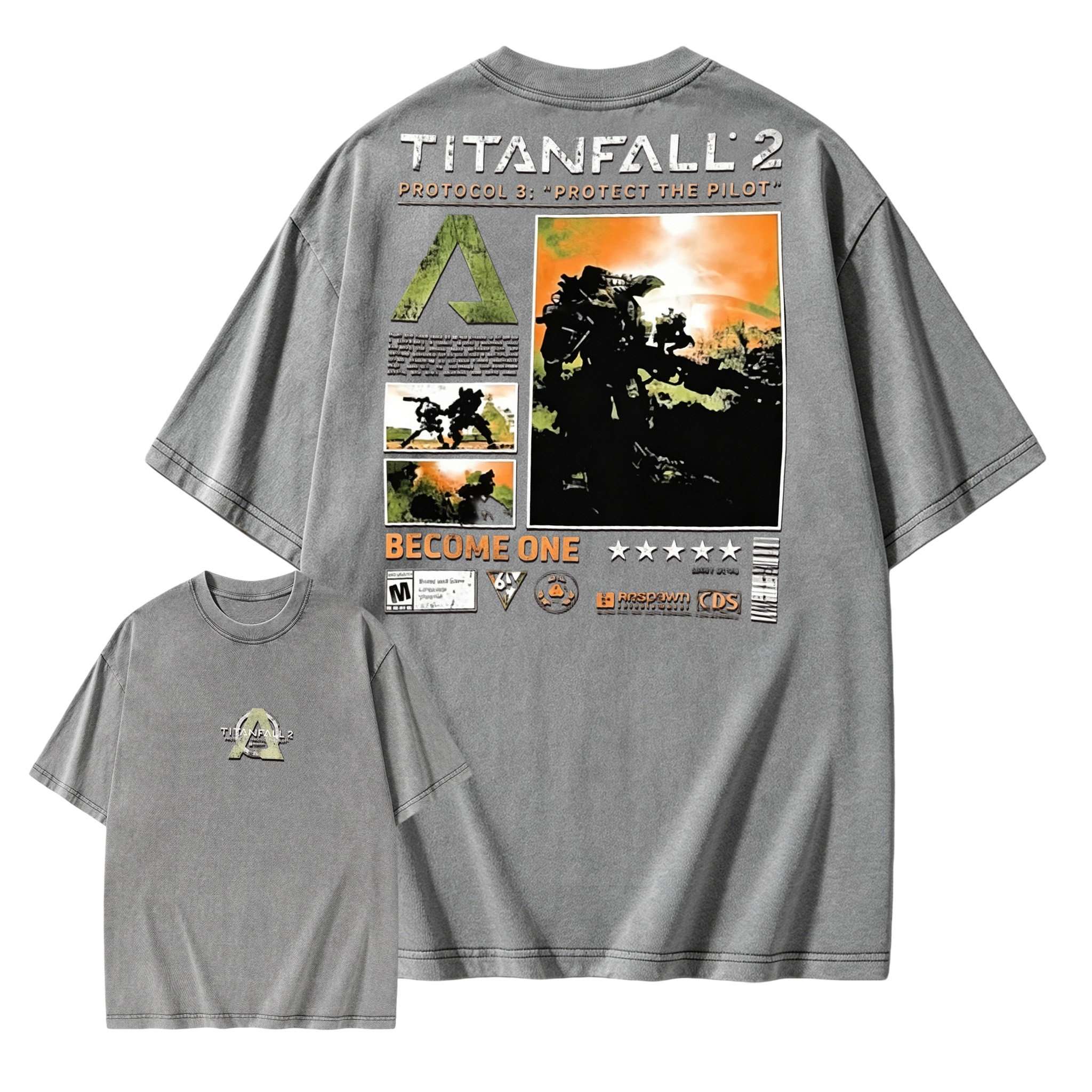 Titanfall 2 Vintage Washed Oversized Graphic T-Shirt