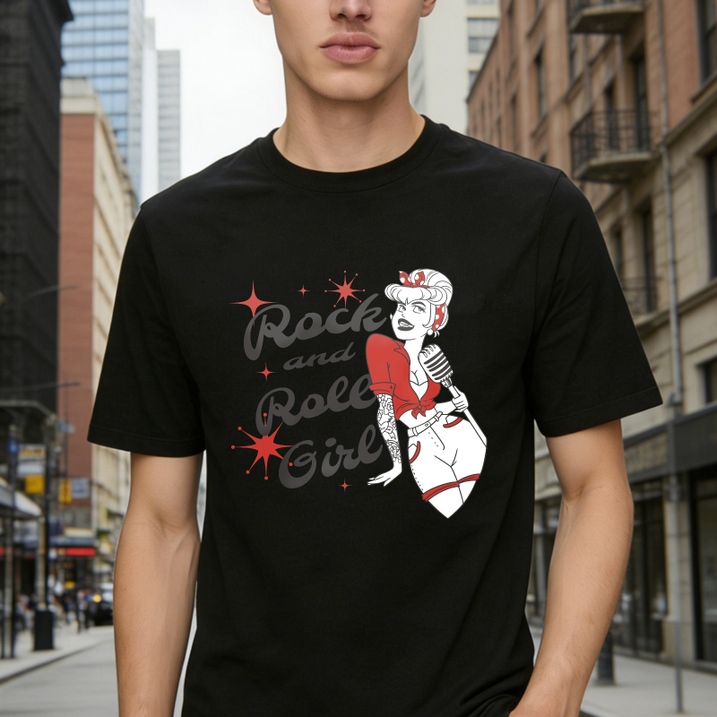 Rock And Roll Girl Vintage Retro Pin Up Art Unisex Classic T-shirt