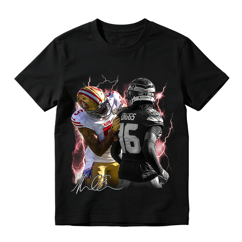 Football Player Autograph Lightning Graphic T-Shirt
