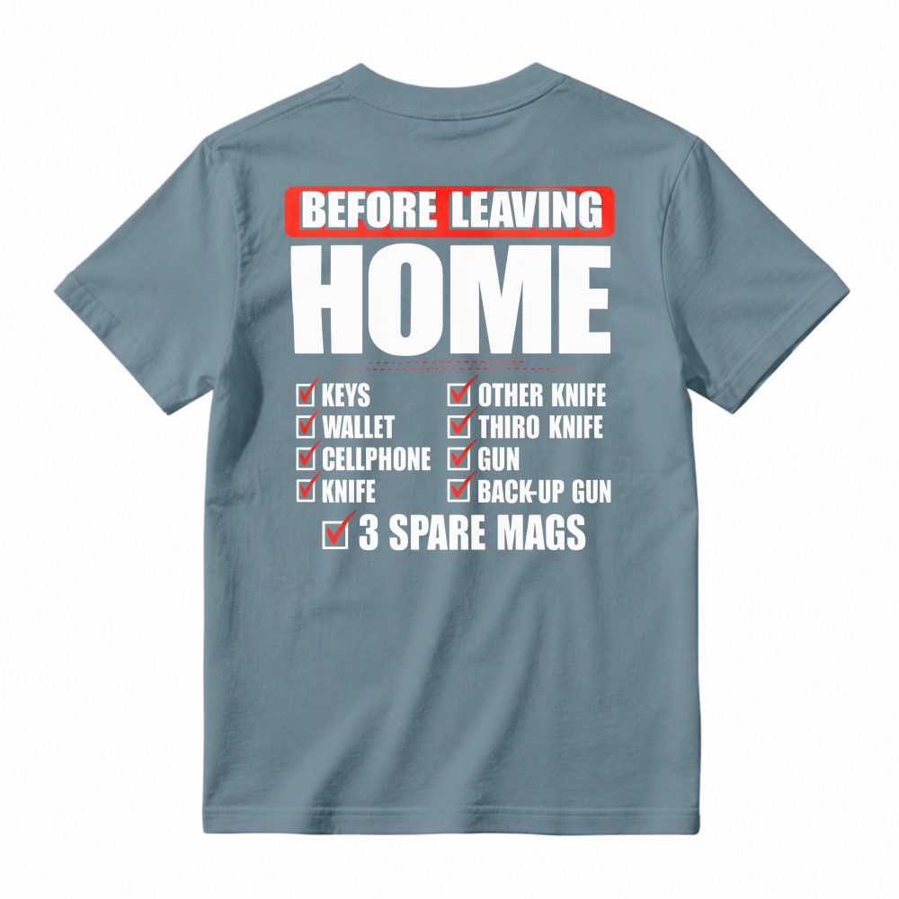 Before Leaving Home Checklist Keys Wallet Cellphone Knife Graphic T-shirt