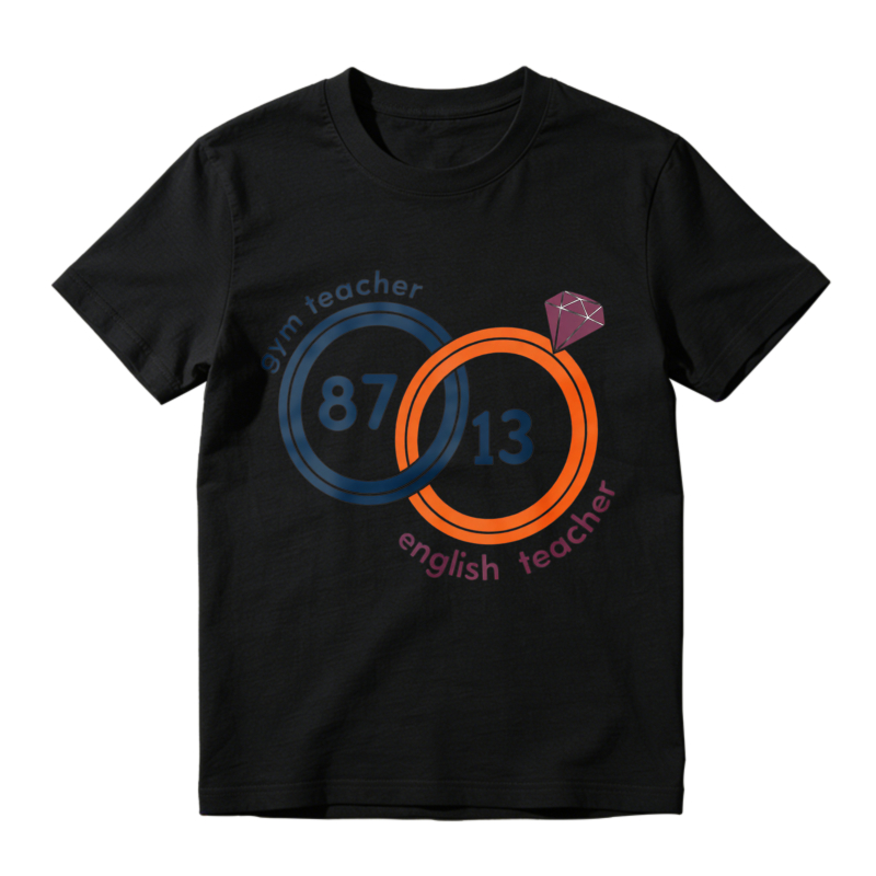 Gym Teacher And English Teacher Interlocking Rings With Numbers 87 And 13 And Purple Gem Unisex Classic T-shirt