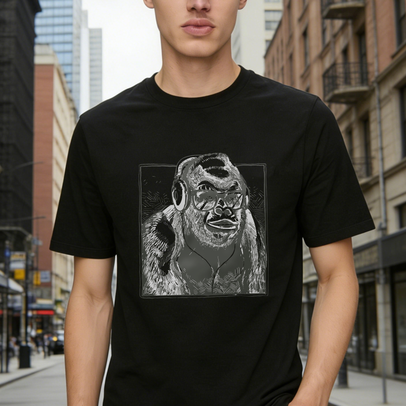 Gorilla Wearing Headphones And Sunglasses Graphic Art Unisex Classic T Shirt