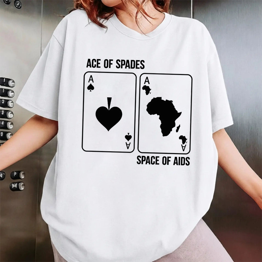 Ace of Spades Space of Aids Graphic T-Shirt - Black Humor Playing Card Parody Tee