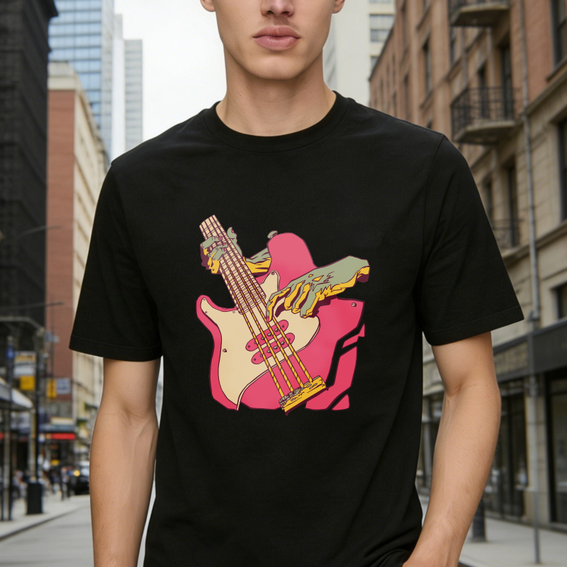 Pink Electric Bass Guitar Graphic Unisex Classic T-shirt