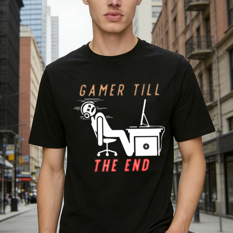 Gamer Till The End Video Game Chair Computer Graphic T-shirt
