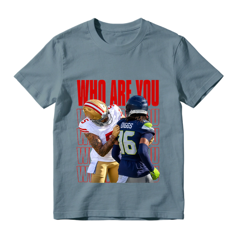 Who Are You Graphic Shirt, Football Rivalry Print Tee, Funny Game Day T-Shirt, Red Lettering Unisex Sports Fan Gift, Casual Top