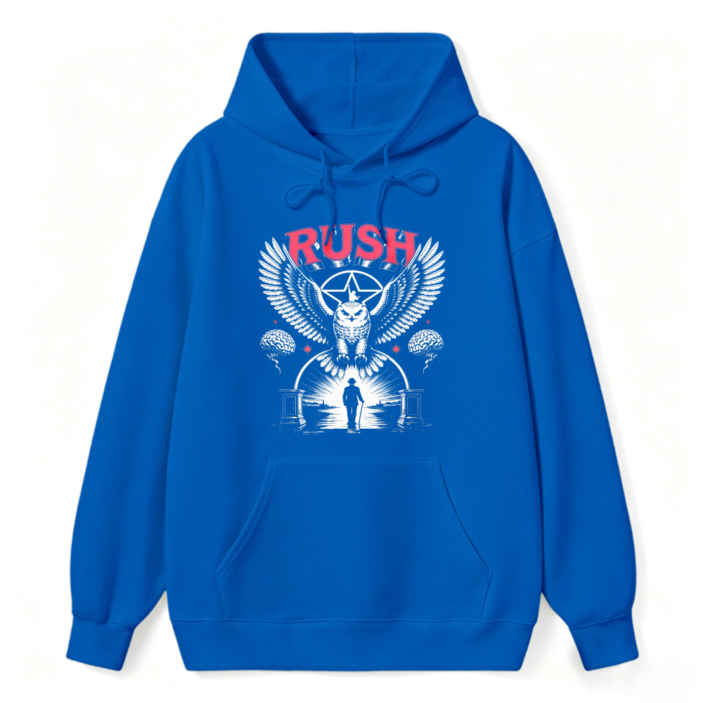 Rush Band Vintage Rock Music Owl Wing Graphic Hoodie