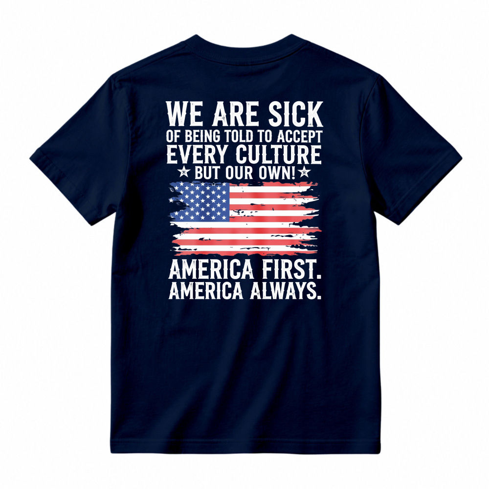 America First America Always Patriotic Flag Graphic T-shirt