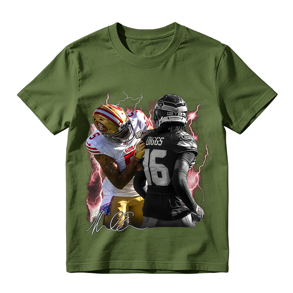 Football Player Autograph Lightning Graphic T-Shirt