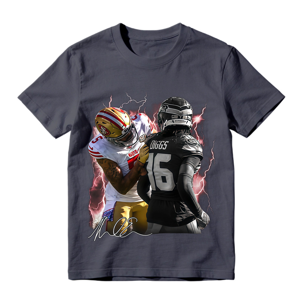 Football Player Autograph Lightning Graphic T-Shirt