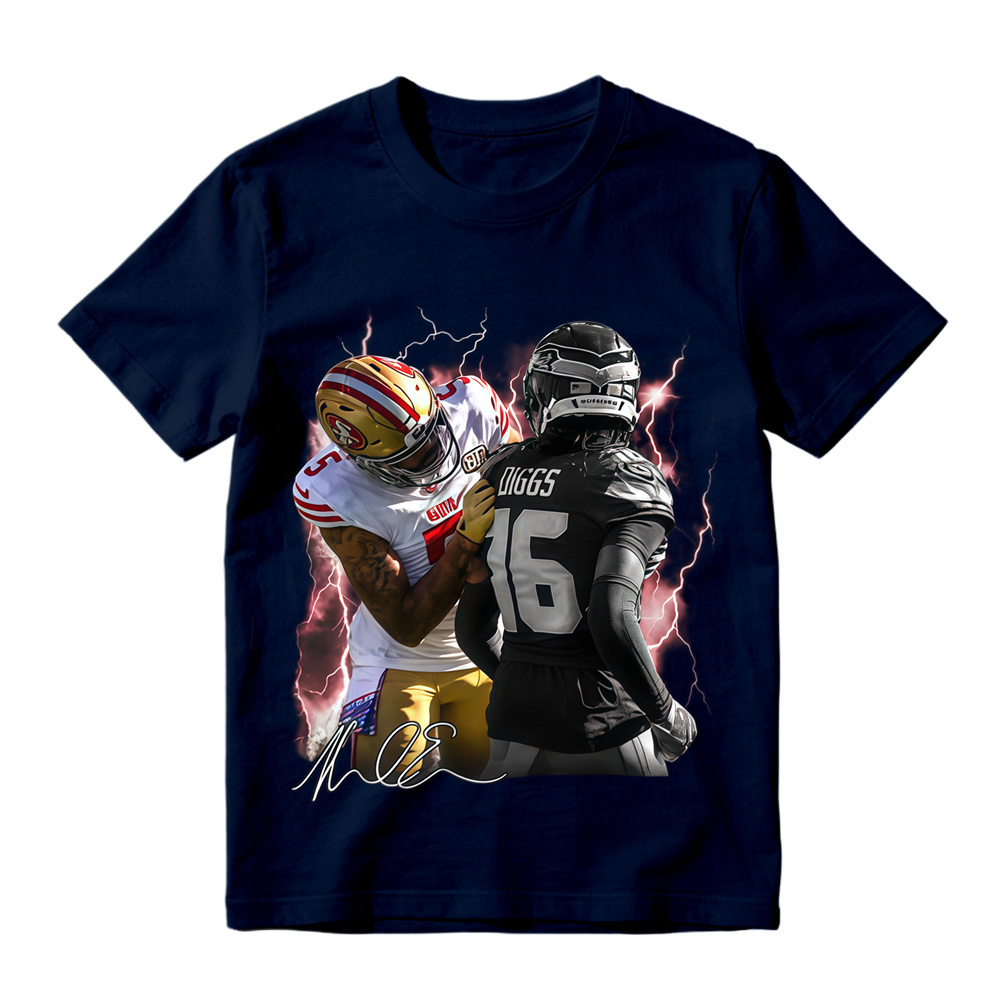 Football Player Autograph Lightning Graphic T-Shirt
