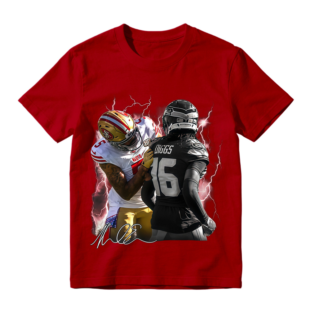 Football Player Autograph Lightning Graphic T-Shirt