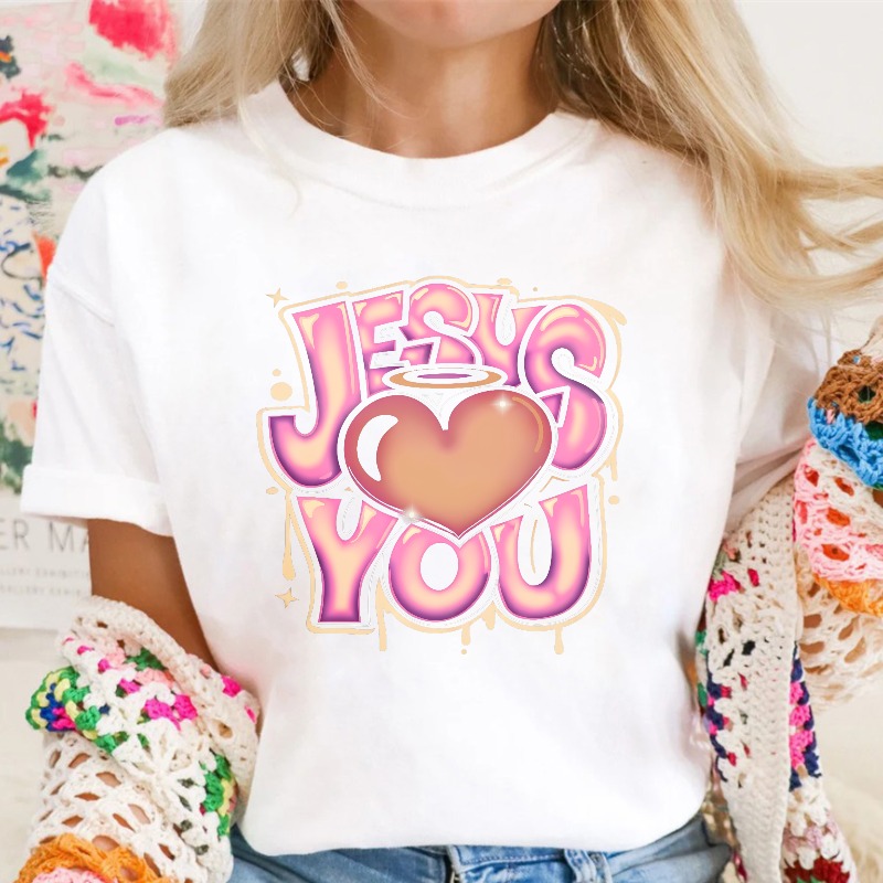 Jesus Loves You Heart Halo Graffiti Art Unisex Classic T-shirt