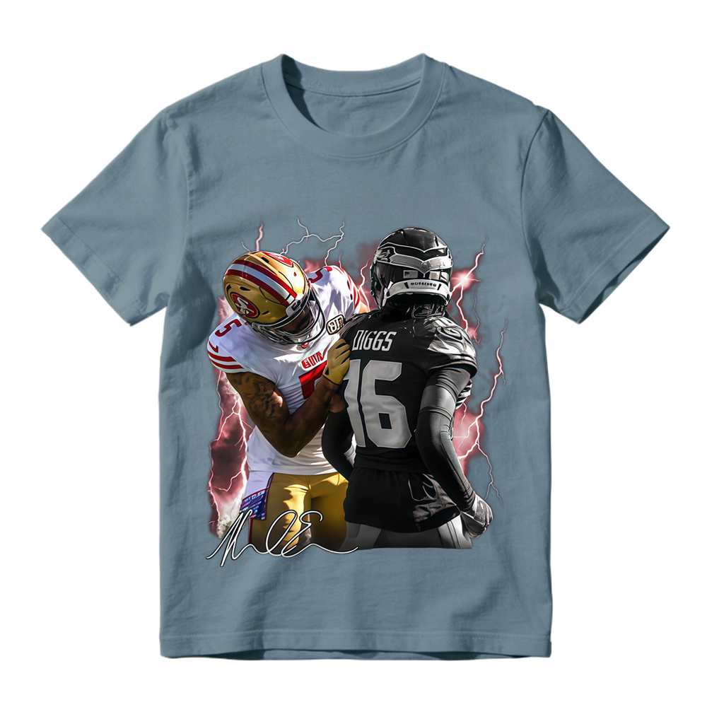 Football Player Autograph Lightning Graphic T-Shirt