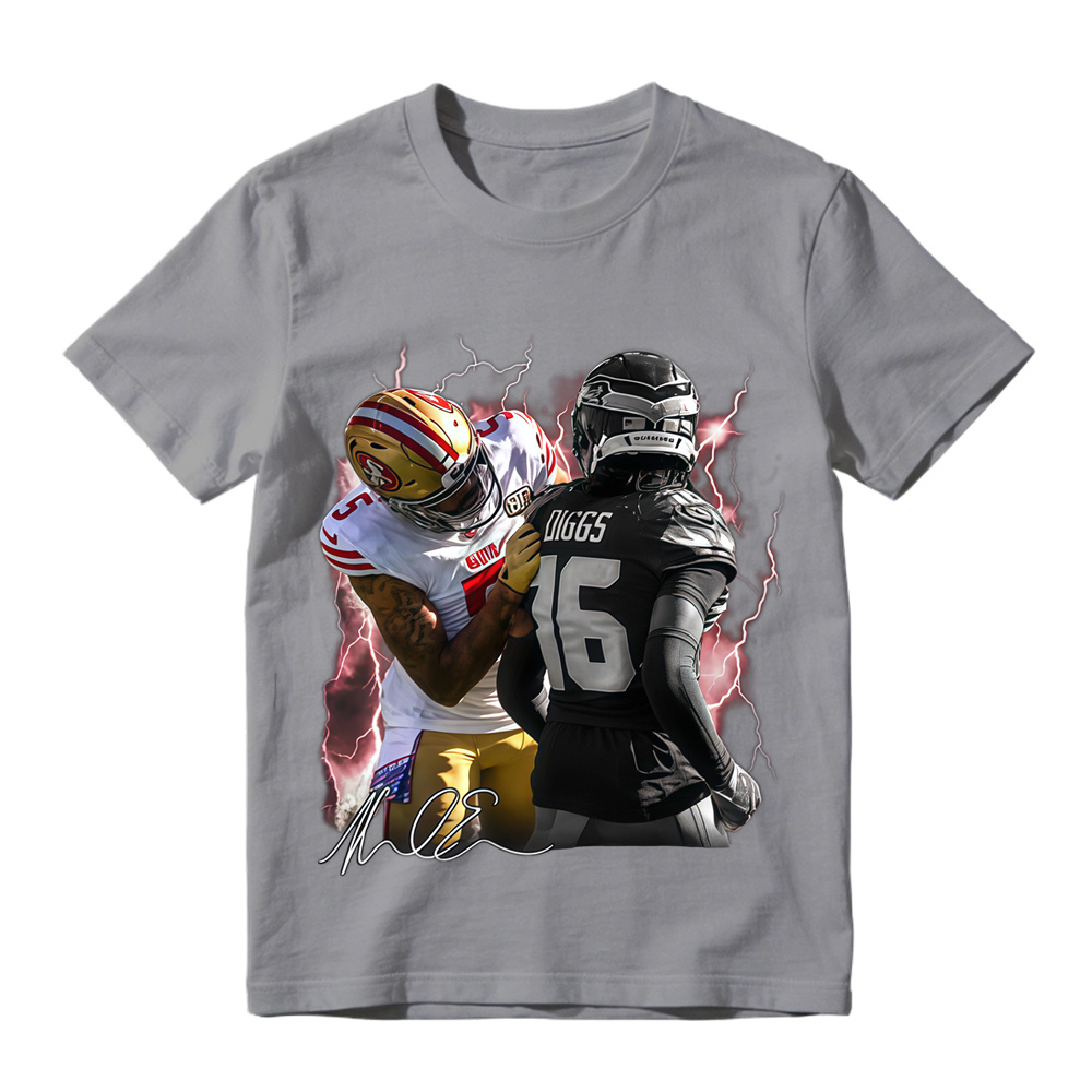 Football Player Autograph Lightning Graphic T-Shirt