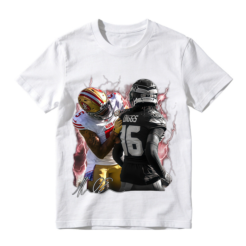 Football Player Autograph Lightning Graphic T-Shirt