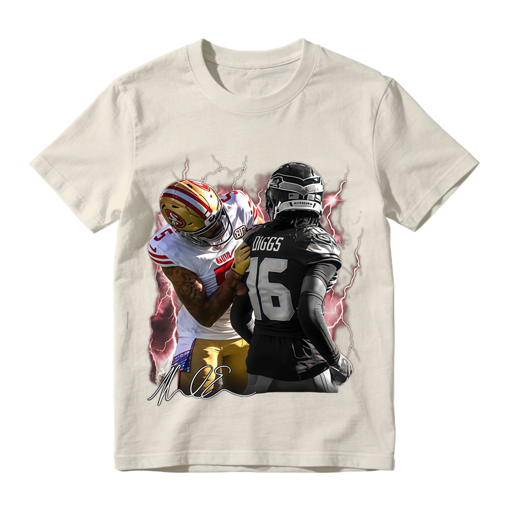 Football Player Autograph Lightning Graphic T-Shirt