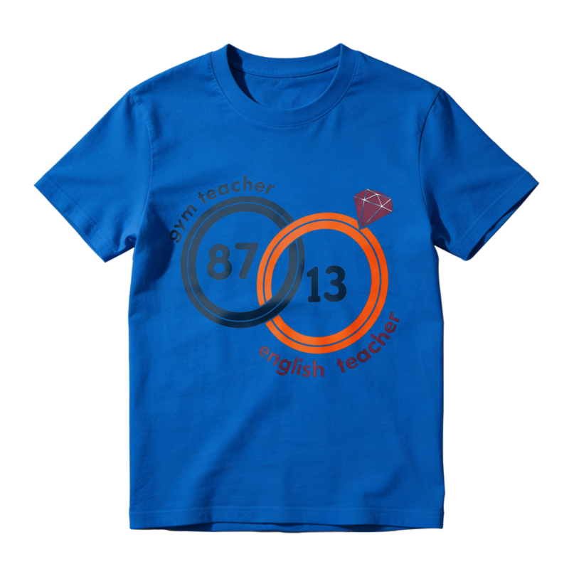 Gym Teacher And English Teacher Interlocking Rings With Numbers 87 And 13 And Purple Gem Unisex Classic T-shirt