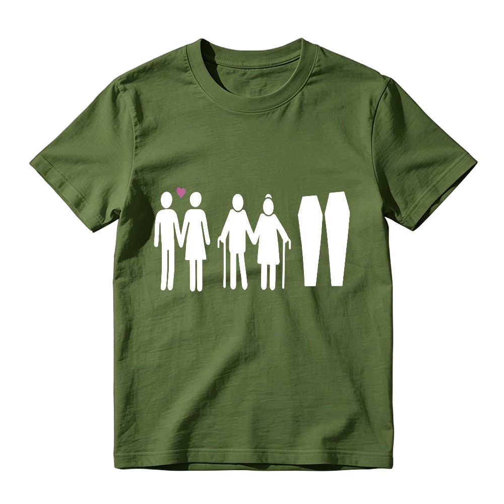 Couple Life Cycle From Young Love To Old Age And Coffins Unisex Classic T-shirt