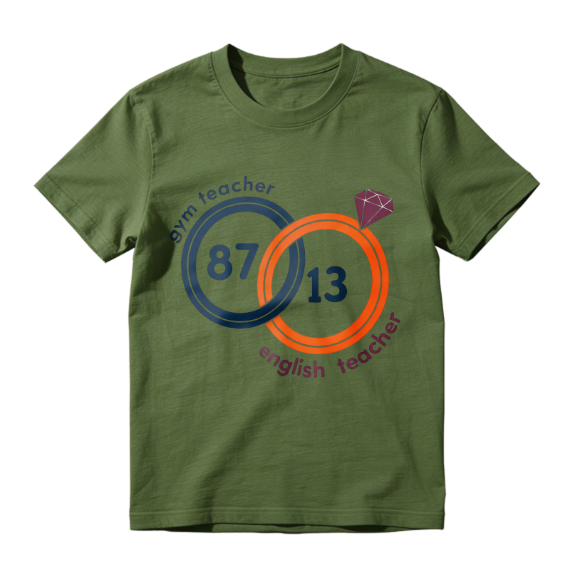 Gym Teacher And English Teacher Interlocking Rings With Numbers 87 And 13 And Purple Gem Unisex Classic T-shirt