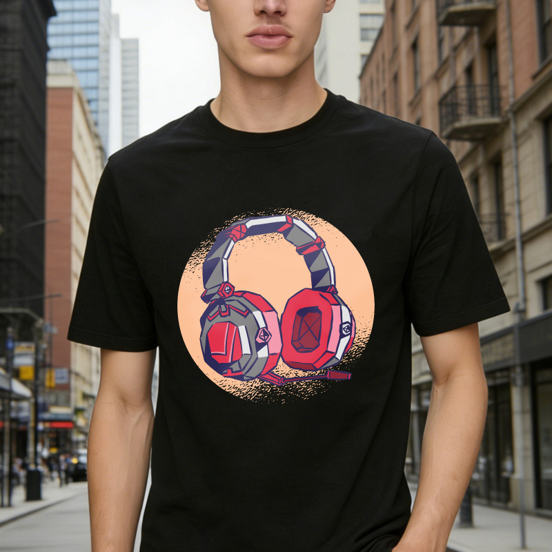 Red And Gray Headphones Graphic Unisex Classic T-shirt