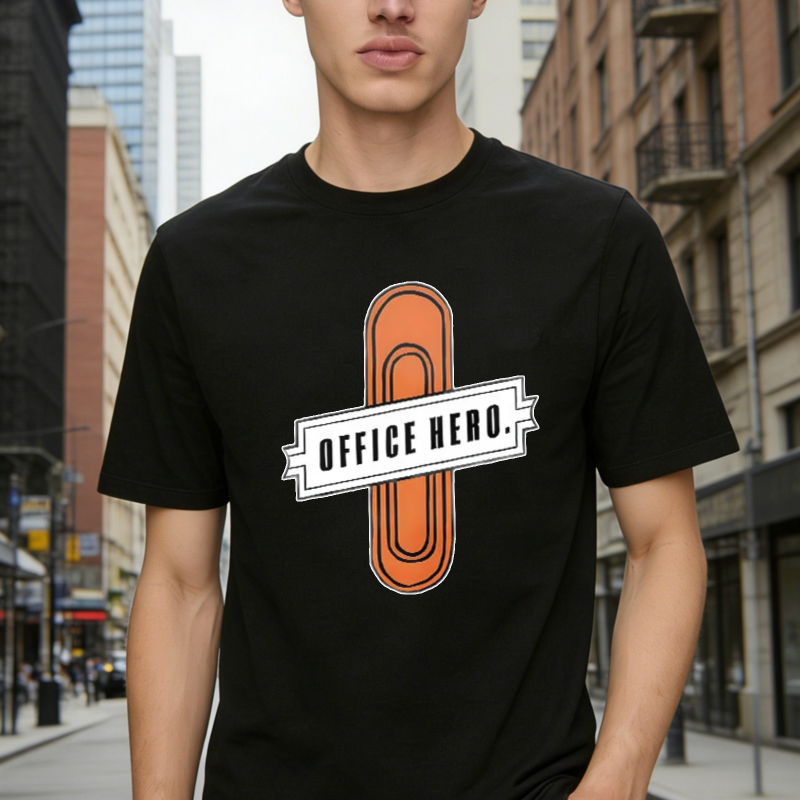 Office Hero Orange Paperclip Graphic T-shirt