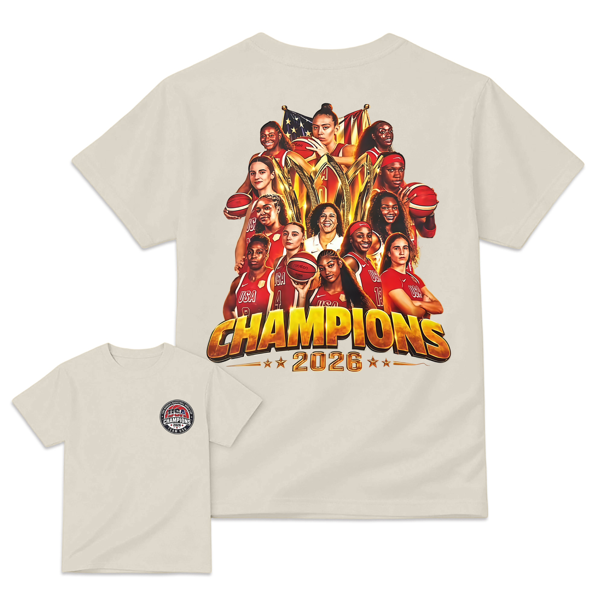 USA Women's Basketball 2026 World Champions T-Shirt - Team USA Graphic Fan Tee