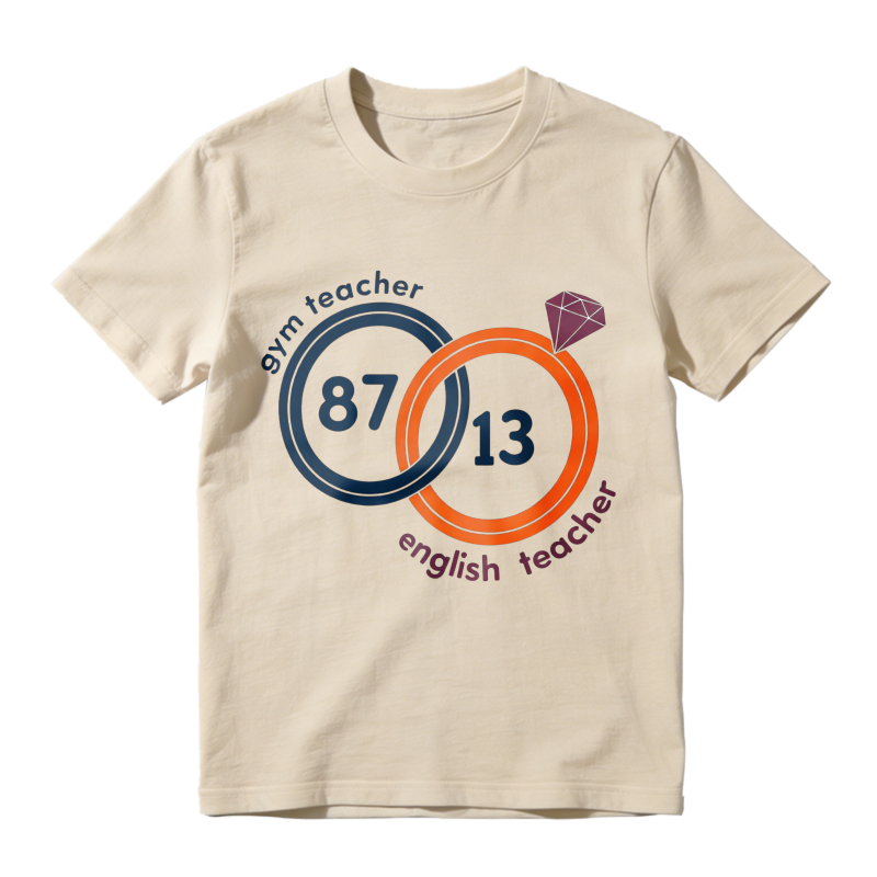 Gym Teacher And English Teacher Interlocking Rings With Numbers 87 And 13 And Purple Gem Unisex Classic T-shirt