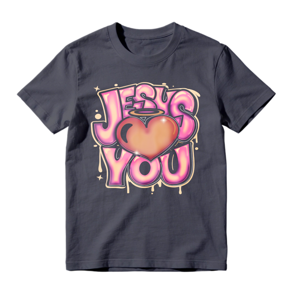 Jesus Loves You Heart Halo Graffiti Art Unisex Classic T-shirt