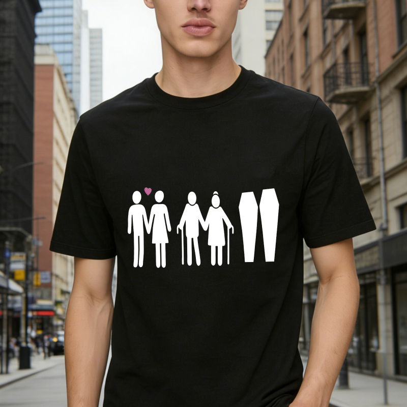 Couple Life Cycle From Young Love To Old Age And Coffins Unisex Classic T-shirt