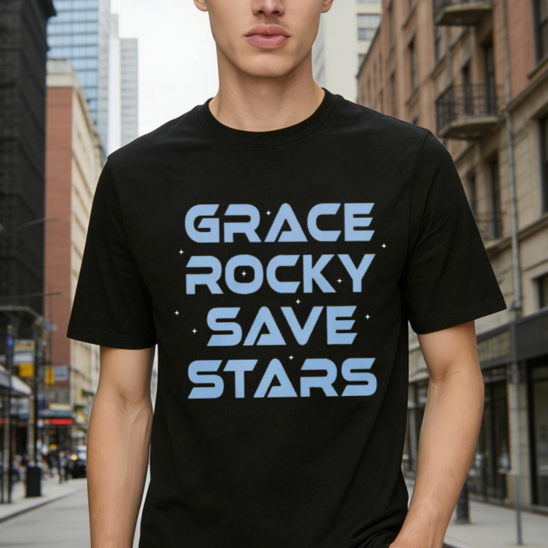 Grace Rocky Save Stars Text Graphic T-shirt