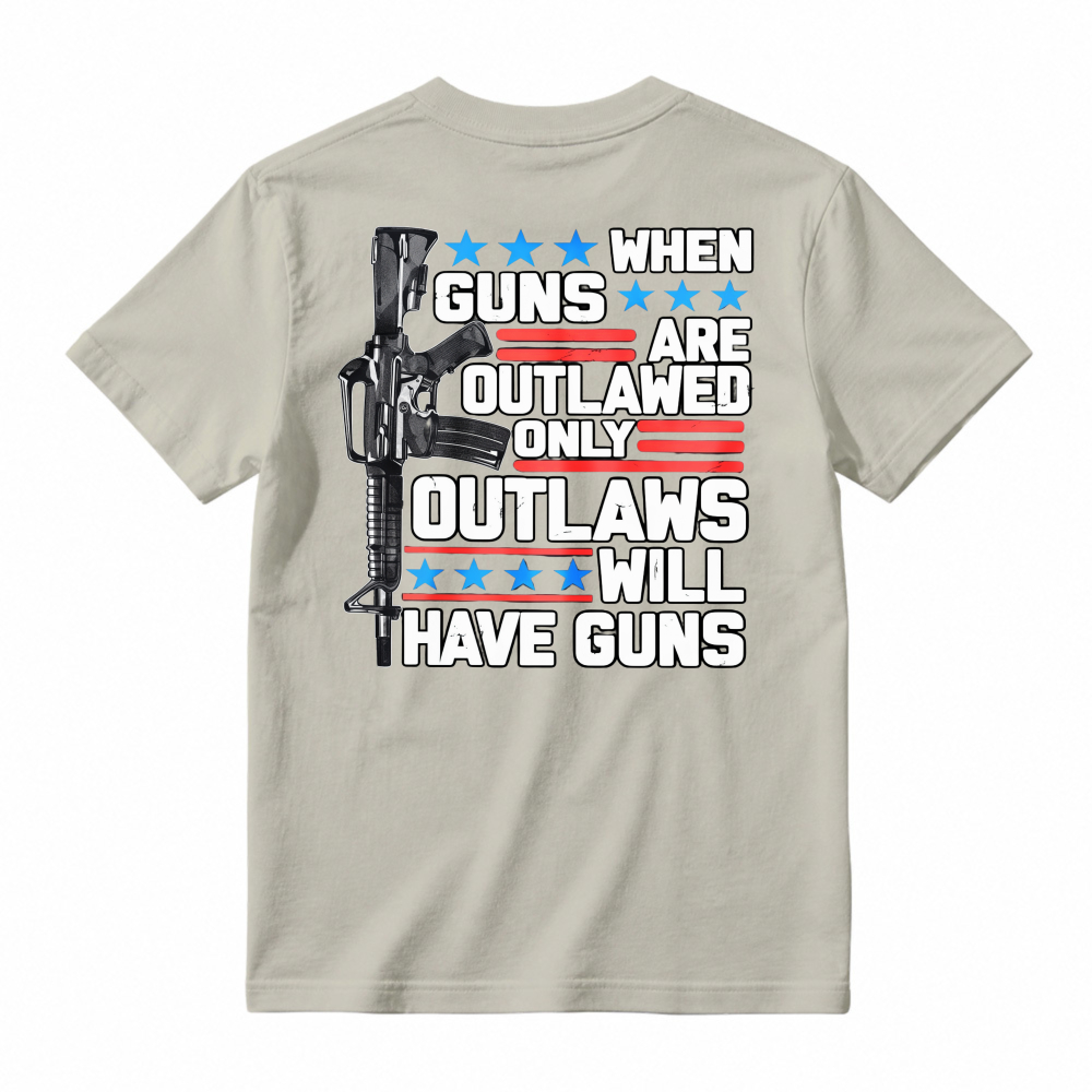 When Guns Are Outlawed Only Outlaws Will Have Guns Rifle Stars Stripes Graphic T-shirt