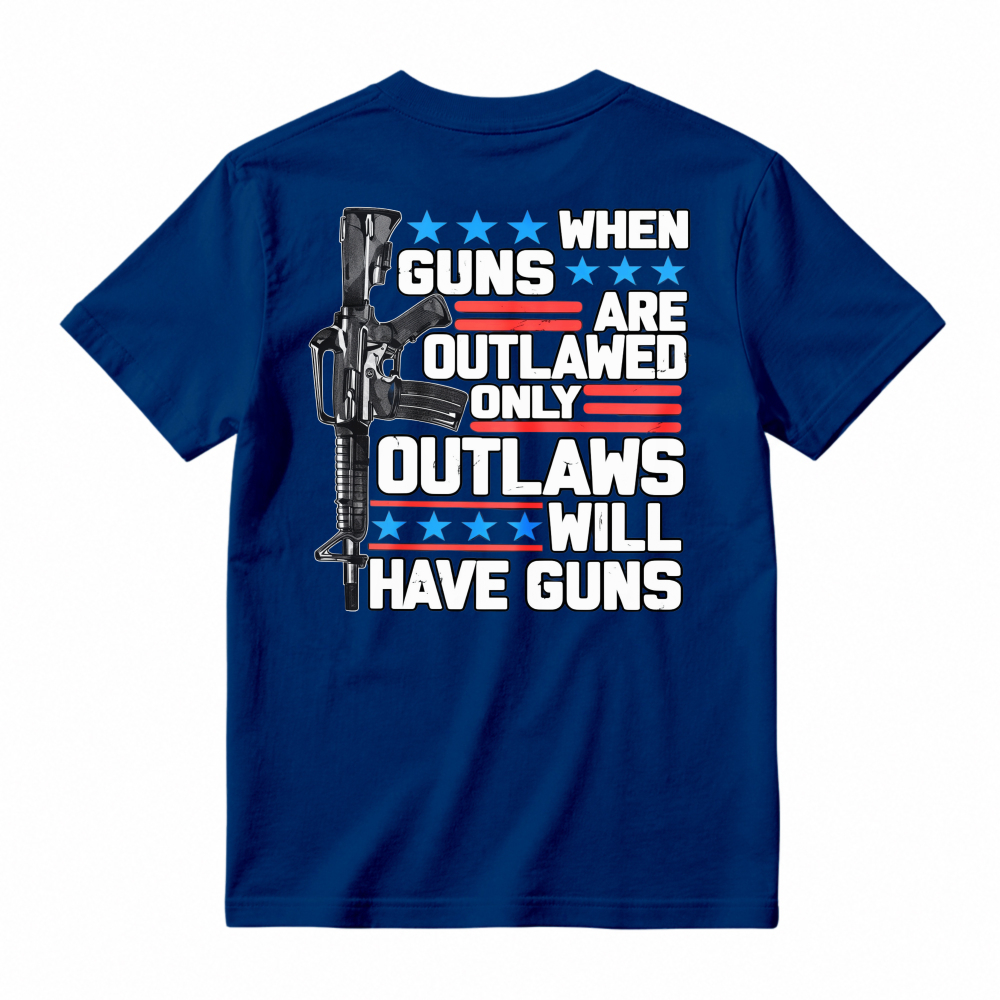 When Guns Are Outlawed Only Outlaws Will Have Guns Rifle Stars Stripes Graphic T-shirt